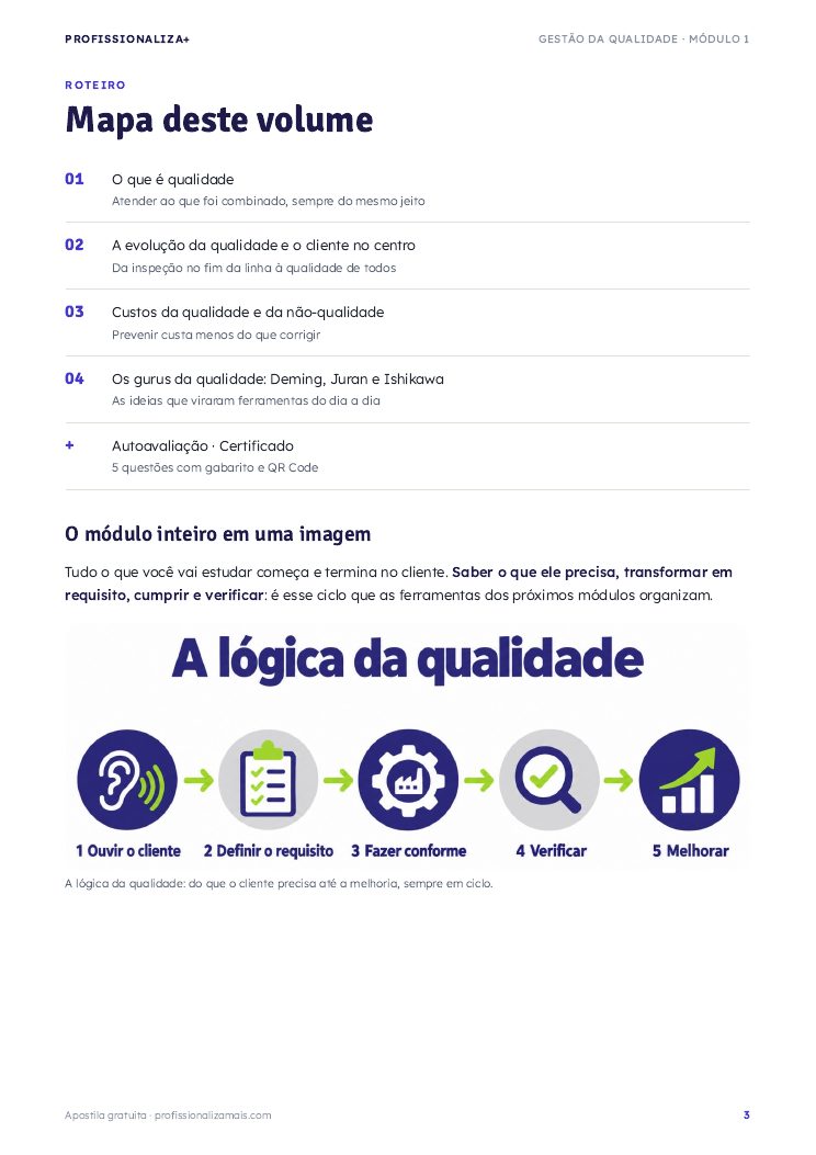 Página de exemplo 1 da apostila de Gestão da Qualidade