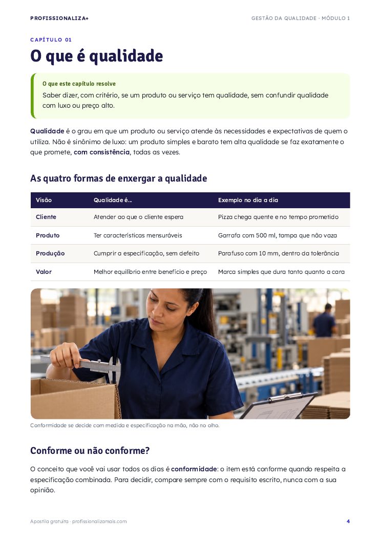 Página de exemplo 2 da apostila de Gestão da Qualidade