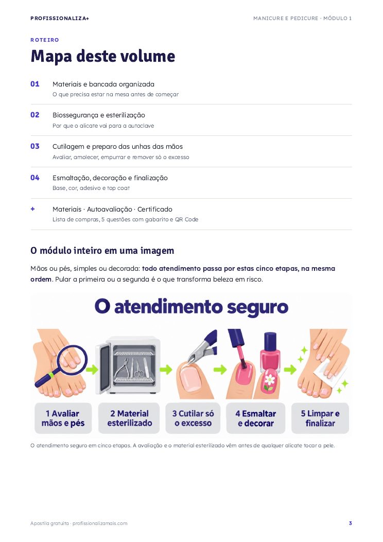Página de exemplo 1 da apostila de Manicure e Pedicure