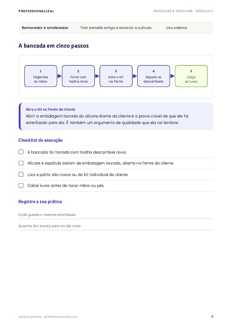 Página de exemplo 3 da apostila de Manicure e Pedicure