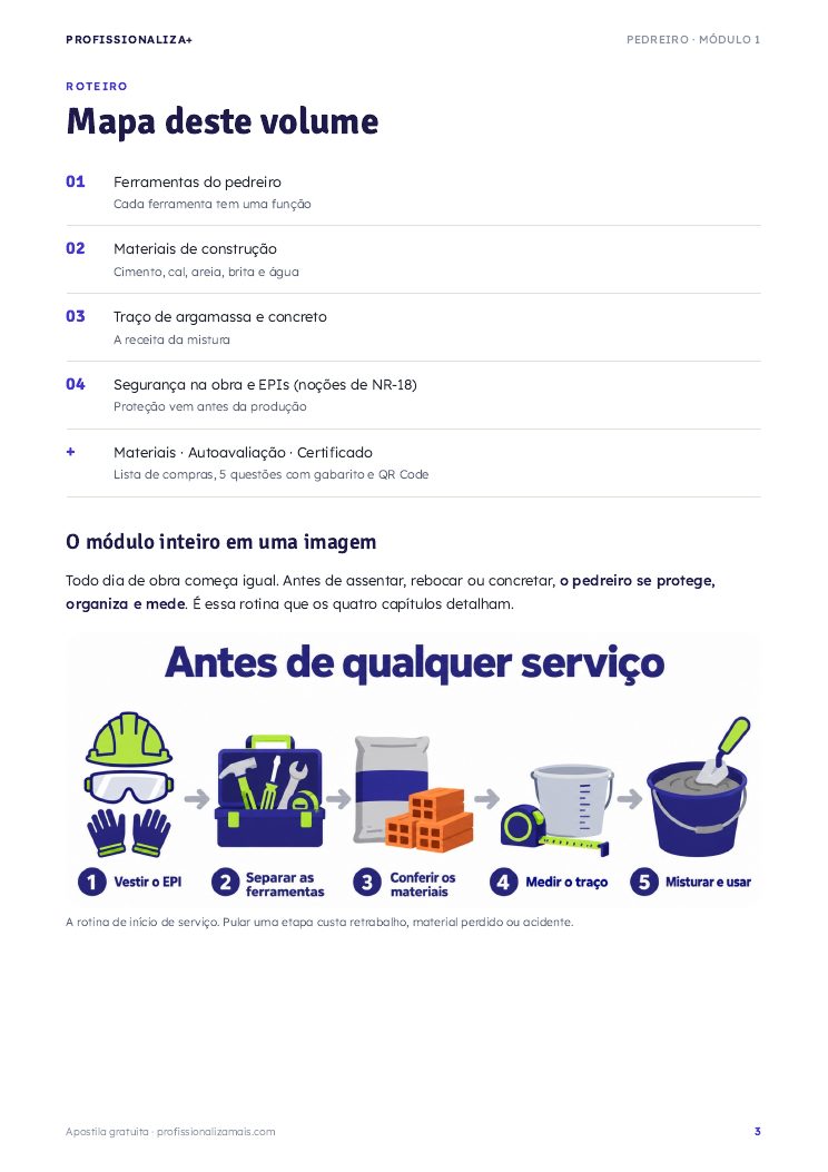 Página de exemplo 1 da apostila de Pedreiro