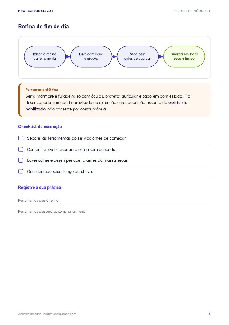 Página de exemplo 3 da apostila de Pedreiro
