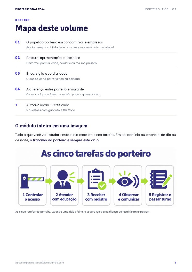 Página de exemplo 1 da apostila de Porteiro