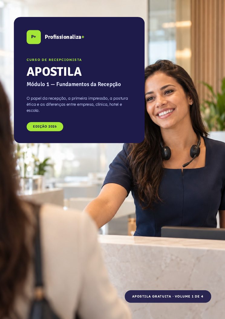 Capa da apostila de Recepcionista